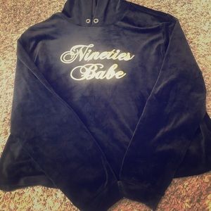 Forever 21+ Black velvet crop long sleeve